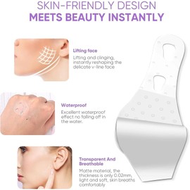 lifting facial Cinta de estiramiento facial, 40 unidades, pegatinas faciales invisibles instantáneas en V, cinta fina facial para reducción de arrugas faciales, estiramiento y ocultación de la piel