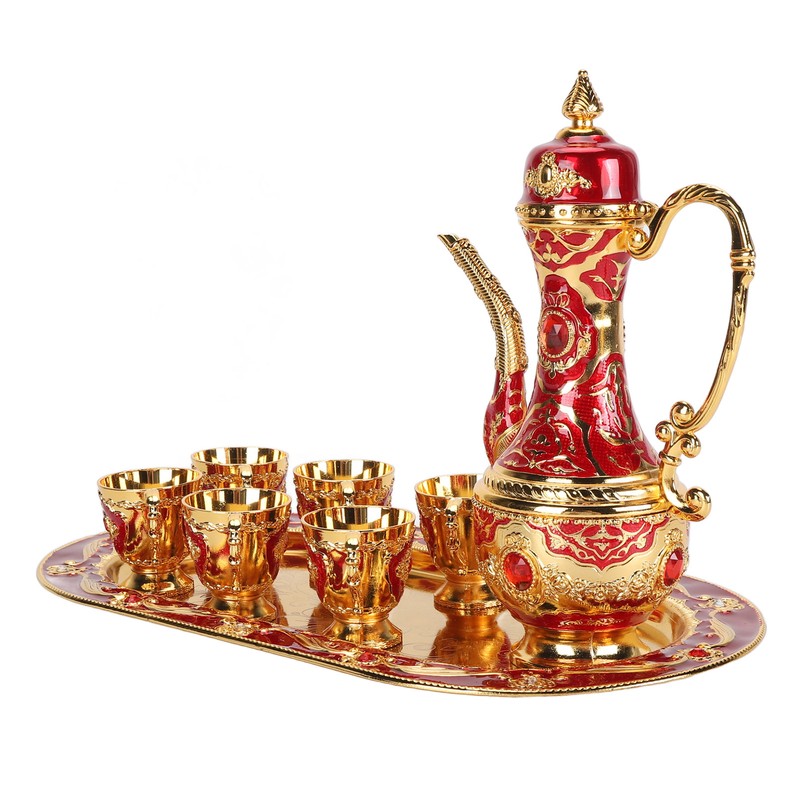 Vintage Coffee Pot Set Retro Metal Pot Tray Set Waterproof