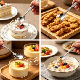 FYLFOTA Set of 6 Teaspoons, 6.5 Inch Stainless Steel Small Spoons Silverware, Metal Tea Spoons for Dessert Coffee & Tea, Dishwasher Safe(6.5inch)