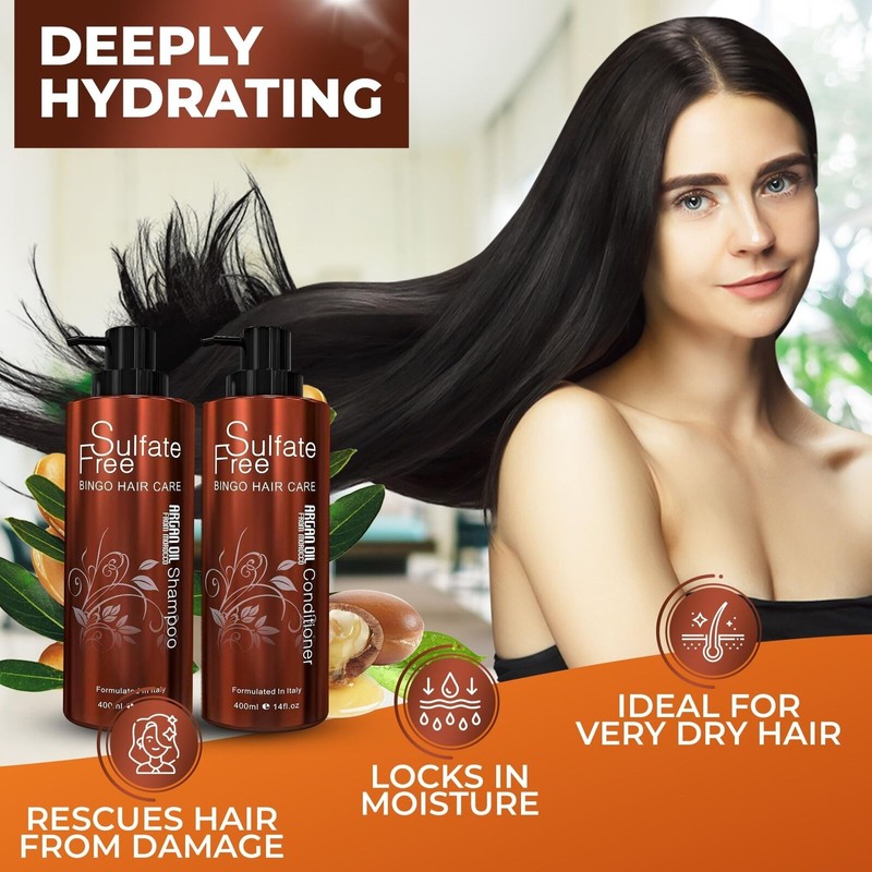 BINGO HAIR CARE Moroccan Argan Oil Shampoo and Conditioner Set
