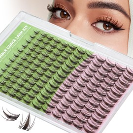 KEYYOU Fairy Brown Lash Clusters Eyelash Extension D Curl 144Pcs Eyelash Extension Wispy Natural Invisible Band Lash with Waterproof DIY Lash Extension at Home(Fairy Brown-D-8-18MIX)