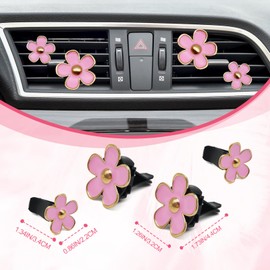 10 Pcs Car Accessories Set, Include Safety Belt Shoulder Pads Seatbelt Covers Cup Holders Bling Start Button Ring Sticker Air Vent Clip, Cute Car Accessories(Pink)