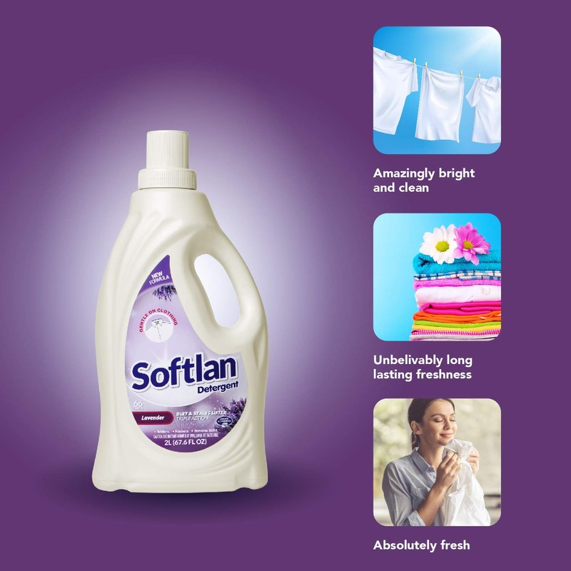 Softlan Liquid Detergent Lavender Scent 67oz Stain & Dirt Removal