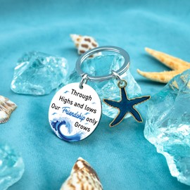 MigPio Womens Stocking Stuffers for Women Starfish Keychain Best Friend Christmas Gifts for Womens Christmas Stocking Stuffers for Women 2025 Christmas Gift Basket for Friends