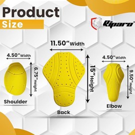 Riparo 5 PC - CE Level 2 Certified Armor Pads - Level 2 Approved Back, Shoulder and Elbows Armor Protector Inserts for Motorcycle Jackets and Shirts