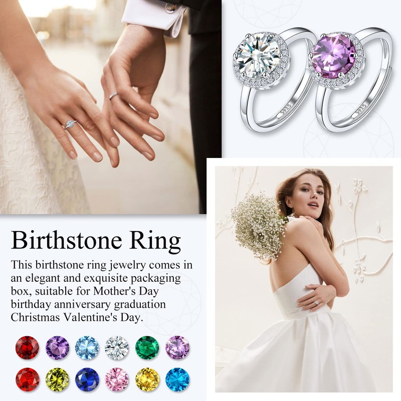 Suplight Stackable Birthstone Rings Sterling Silver Womens Ring September Sapphire