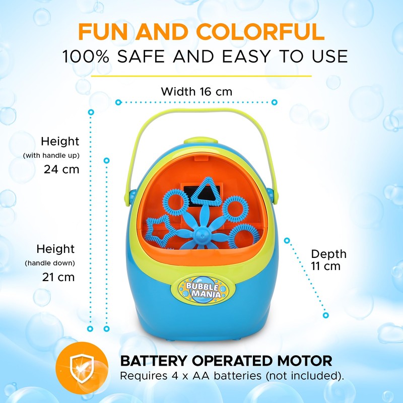 Bubble Mania Carry Along Bubble Machine For Kids - Automatic