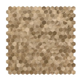 Miscasa 6-Sheet Hexagon Kitchen Backsplash Peel and Stick Tiles, Copper Self-Adhesive Aluminum Metal Mosaic Stick on Wall Tiles for Bathroom, Fireplace