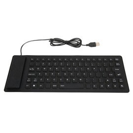 Foldable Silicone Keyboard 85 Keys Foldable Design Silent Wired Waterproof Dustproof Flexible Keyboard Black