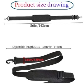 Adjustable Alternative Strap, Removable Pad Strap，Black, 7.8x2.7x5.9in, Universal Briefcase Computer Bag Crossbody Duffel Bag