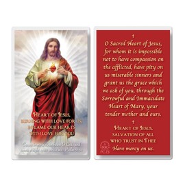 THE SAINTS COLLECTION Sacred Heart of Jesus Laminated Prayer Cards pack of 20