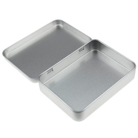 12 Pieces Rectangular Metal Empty Hinged Tins Containers Basic Necessities Home Storage Organizer Mini Box Set, 4.5 x 3.3 x 0.87 inches (Silver)