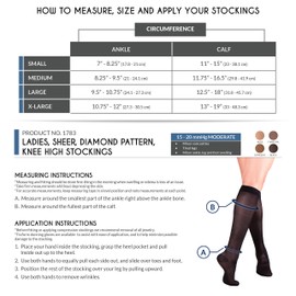 Truform Sheer Compression Stockings, 15-20 Mmhg, Women's Knee High Length, Diamond Pattern Nude, Pack of 1