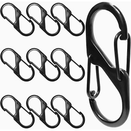 Mosqueton Llavero de Aluminio, 10 Piezas Clips de mosquetón de Doble, Multifuncional Mosquetones de Servicio Pesado Gancho para Acampar Al Aire Libre Senderismo, Columpio, Cuerdas, Botellas de Agua
