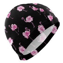 Dallonan Swimming Cap Unisex Adult Swim Cap Paradise Bird Flower Flamingo Polyester