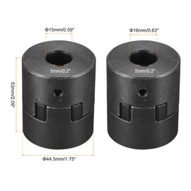 sourcing map Flexible Coupling Shaft 15mm to 16mm 53mm x 44.5mm Motor Coupler Joint