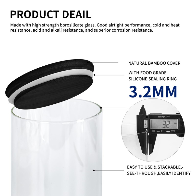ZOMUIA Glass Coffee Containers Airtight Coffee Bean Storage Jars with
