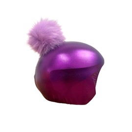 COOLCASC Universal Helmet Cover - Exclusive Metallic Purple Model with Purple Pompom, Fun and Original for Children and Adults