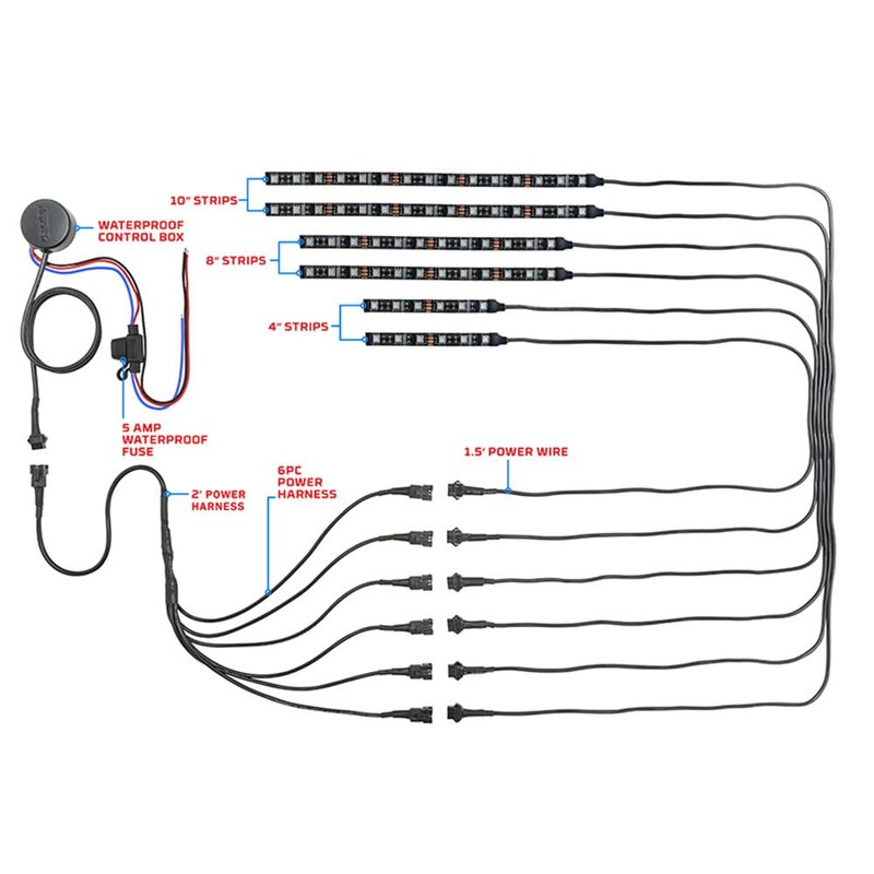 LEDGlow 6pc Advanced Million Color LED Motorcycle Accent Underlow Light