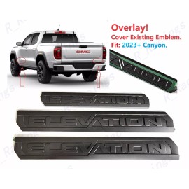 GMC OVERLAY 3PCS Matte Black Door Rear Elevation Emblem Badge Fit 2023+ GMC Canyon