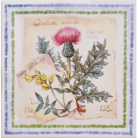Wildflowers Garden Art Ceramic Tile 6" 15 cm Floral Decorative Wall Kitchen Backsplash Hand Decorated in UK (Image A)