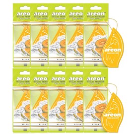 AREON Mon Auto Lufterfrischer Melone Duft Anhänger Hängend Aufhängen Spiegel Gelb Autoduft Pappe 2D Wohnung (Melon Set Pack x 10)
