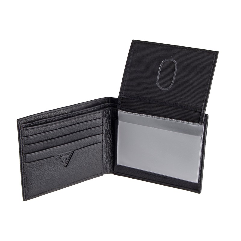 Guess Men's Leather Passcase Wallet, Black, One Size