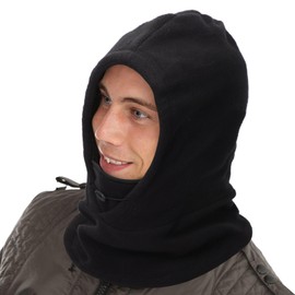 Mayoii Winter Thermal Fleece Balaclava,Sherpa Hood Ski Mask and Fleece Hood,Unisex Windproof Face Cover Hat with Neck Warmer,Multifunctional Balaclava Black