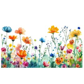 PACIOCEAN Window Sticker Floral Bouquet, Spring Flower Clings for Glass, Cut to Size, Home Office Decor