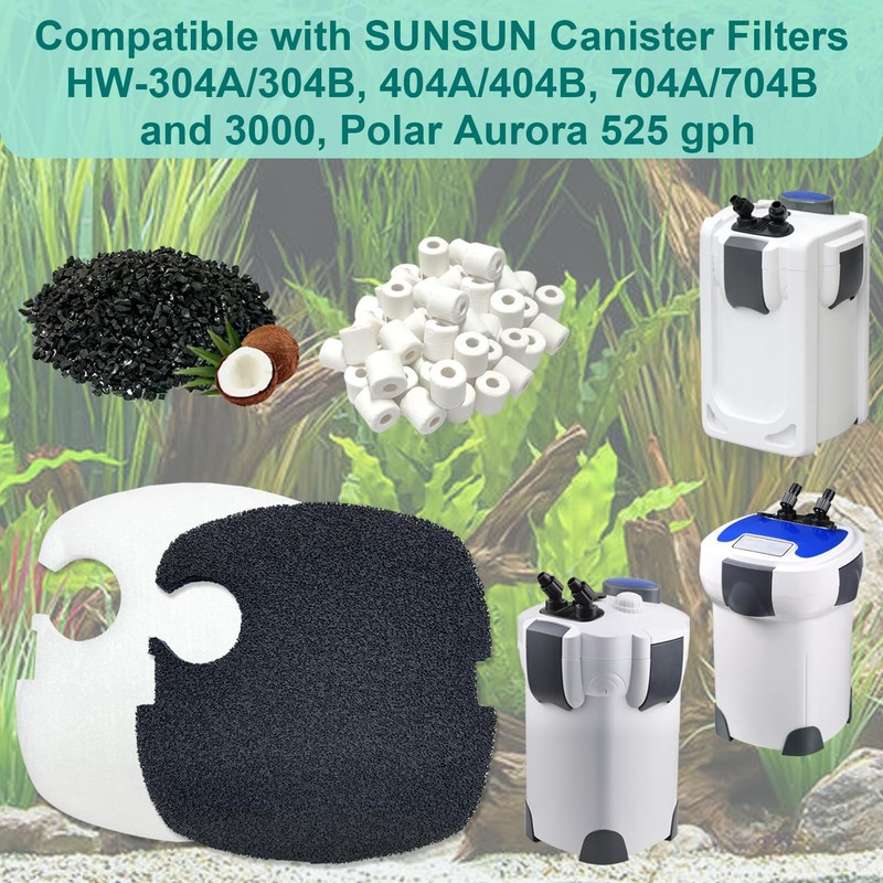 beaufan 16-Set Aquarium Filter Replacement Media Compatible with SUNSUN Canister