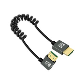 YANBORONSN 8K HDMI Coiled Cable 2.2 ft, 90 Degree Short HDMI to HDMI Cable, Spring Spiral HDMI 2.1 Cable 8K @ 60Hz, 48 Gbps, for Camera/TV/Capture Cards/Tablet (Right Curve)