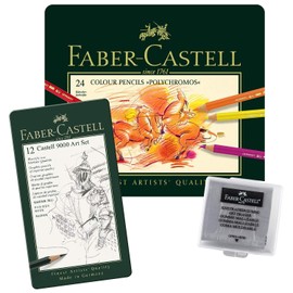 Faber-Castell 110012 - Polychromos Artists’ Colour Pencils, Pack of 12 in a Metal Case