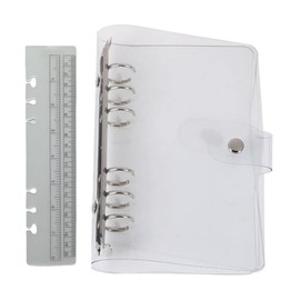 Mirhua System Organizer A5 A6 A7 6-Hole PVC Clear Material Diary Cover Memo Ruler Organizer Storage Binder Clear Pockets for Students Office Use (A5)