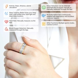 GenXenon Smart Fitness Ring with Heart Rate, Sleep & Blood Oxygen Tracker, Step Counter, 6ATM Waterproof & Long Battery Life. Compatible with iOS & Android(HWC-Side Gold US7-ZZ-1)