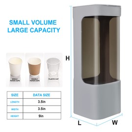 LBTING Water Cooler Cup Dispenser, Pull Type Cup Holder Fit 3oz - 5oz Small Bathroom Disposable Cups, Adhesive Wall Mounted Cup Dispenser - Gray