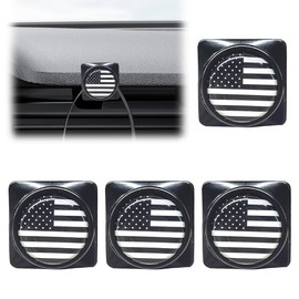 BDZMC 4PCS American Flag Car Mini Hooks, Adhesive Car Seat Headrest Hook Stick on Dashboard Wall, Vehicle Interior Hanging Hook Sticker, Car Storage Hanger for Key, Handbag, Cable, Mask (Black/White)