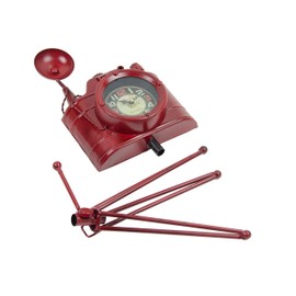 Emartbuy Vintage/Retro Metal Camera Desk Shelf Table Clock - Red Camera