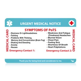 Postural orthostatic Tachycardia Syndrome Awareness (PoTS) Medical Card, PoTS Card with Writable Panel and Patterned Lanyard, PoTS Emergency Contact Card
