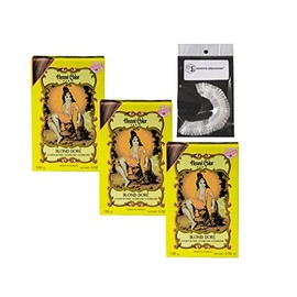 Golden Blonde Henna Hair Dye Henne Color Powder 3 x 100g with Fenny's Creations Shower Cap