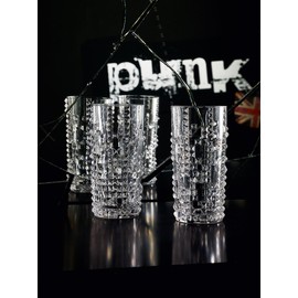 Nachtmann Brand Punk Collection Crystal 6” Long Drink, Set of 4, Clear Glass, For Cocktails or Non- Alcoholic Beverages,13-Ounce Capacity, Dishwasher Safe