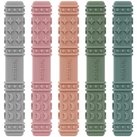 Sensory Chew Toys for Autistic Children, Pack of 5 Chew Teether Sticks, Oral Motor Chewy Tool for Autistic Chewers, ADHD, SPD, Oral Motor Stimulation or Special Needs