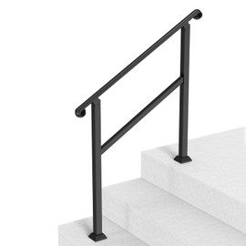 VEVOR Handrails for Outdoor Steps, 2 Step Stair Hand Rail & Indoor Railing Kit, Railings for Outside Steps with Installation Kit, Hand Rails for Seniors,Porch Railing & Deck Hand Rail, Black