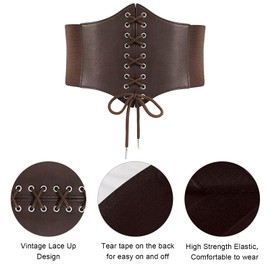 Rakiuty Women's Tied Waspie Belt, Corset Waist Belt, Bustiers, Corsets, Lace-Up Belt, Elastic Waist Belt, Lace-Up RCA Waist Belt for Dresses, Women's Lace-Up Corset Tied, Coffee Colour, gray