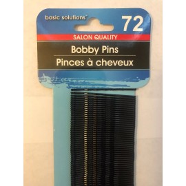 Basic Solutions Salon Quality Black Bobby Pins, 72-ct. Pack NEW On Card NIP