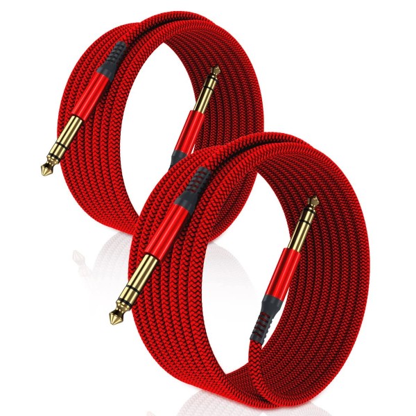 Elebase 1/4 Inch TRS Instrument Cable 20ft 2-Pack,Straigh