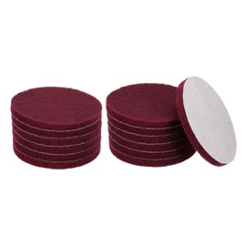 sourcing map 12pcs Scrubber Scouring Pads 400 Grits 5 Inch Drill Power Brush Hoop and Loop Surface Conditioning Disc Drill Scuffing Disc Scrub Pads for Home Kitchen Cleaning, Red