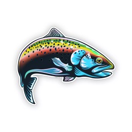 Real Sticky Rainbow Trout Fish Sticker Sea Cooler Laptop Cup Car Vehicle Window Bumper Decal