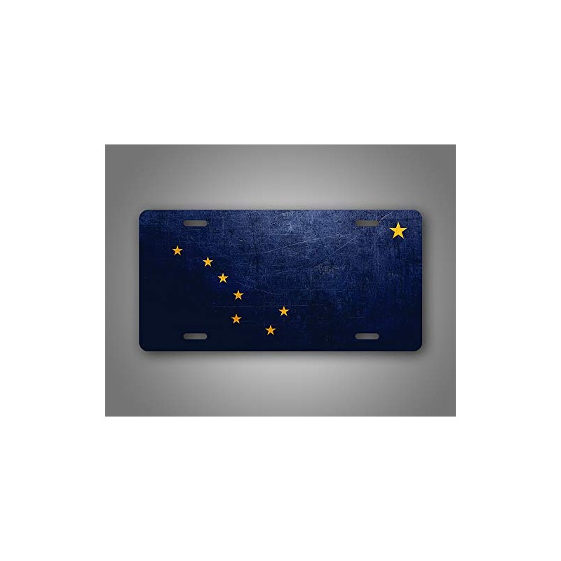 SignsAndTagsOnline Alaska Weathered Metal Flag License Plate Antique AK State