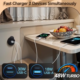 Obeaming 12V USB Outlet, 30W PD Type-C & 18W QC3.0 RV USB Charger Socket, Dual Port Quick Charger Panel Wall Mount for Camper Car Van Trailer Truck Boat Golf Cart (1 PCS)