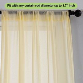 VEGA U Sheer Curtains, Smooth and Soft Rod Pocket Filmy Curtains Weaken Sunlight, Set of 2 Panels (52" W X 108" L, Beige/Cream)